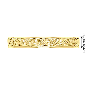 Filigree Leaf Solid Gold Bangle GTBG133